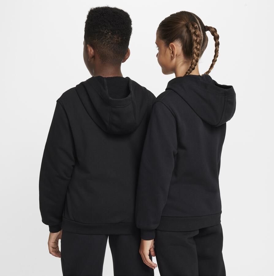 Nike Club Fleece hoodie van sweatstof met rits over de hele lengte voor kids Zwart - Foto 3