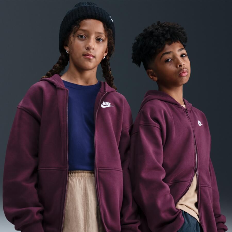 Nike Club Fleece oversized hoodie met rits voor kids Rood - Foto 4