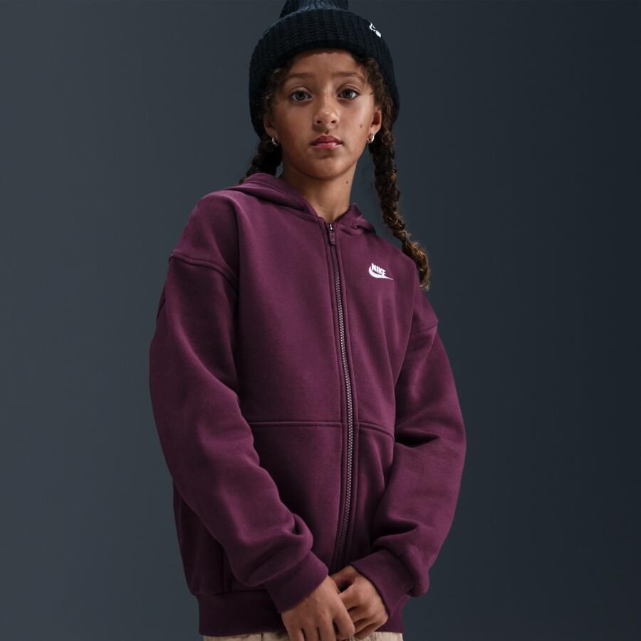 Nike Club Fleece oversized hoodie met rits voor kids Rood