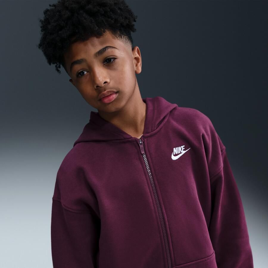 Nike Club Fleece oversized hoodie met rits voor kids Rood - Foto 2