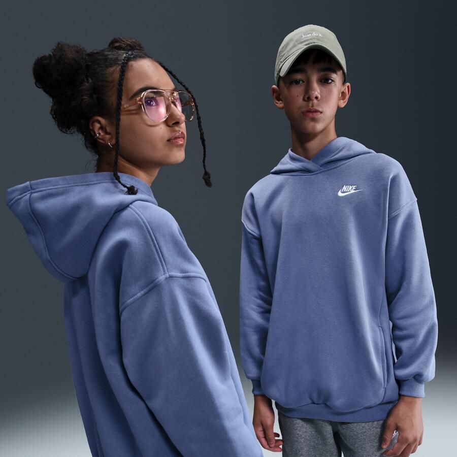 Nike Club Fleece oversized hoodie voor kids Blauw - Foto 4
