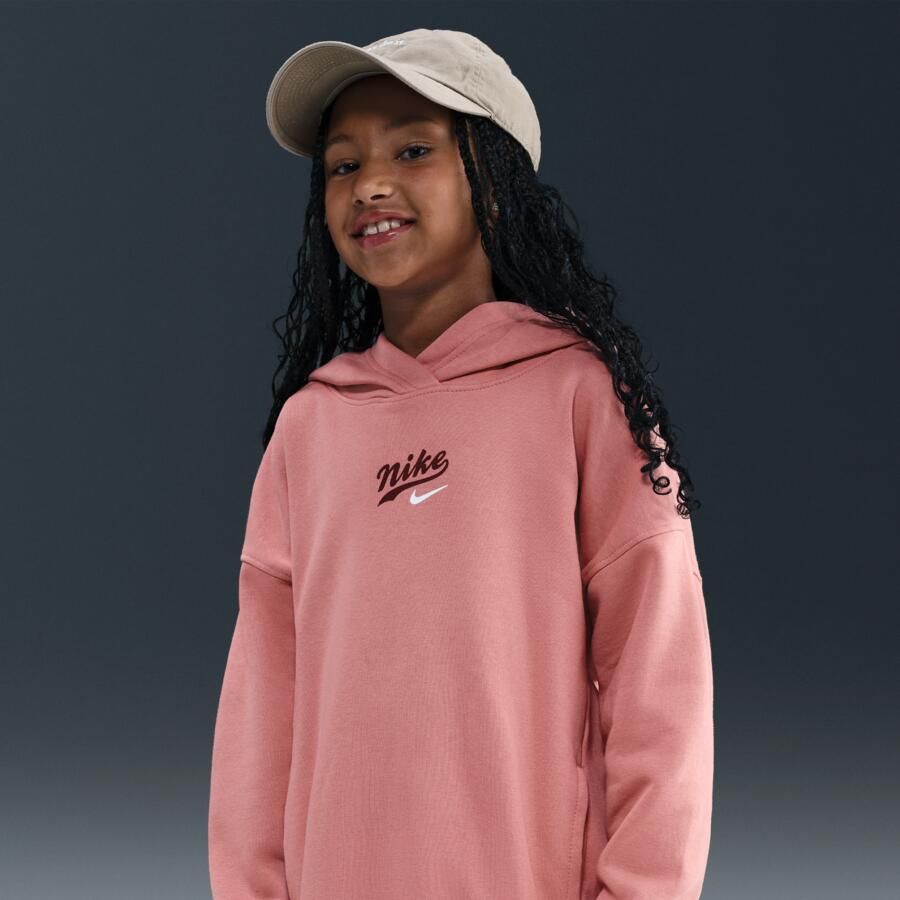 Nike Club Fleece oversized hoodie voor kids Roze - Foto 4