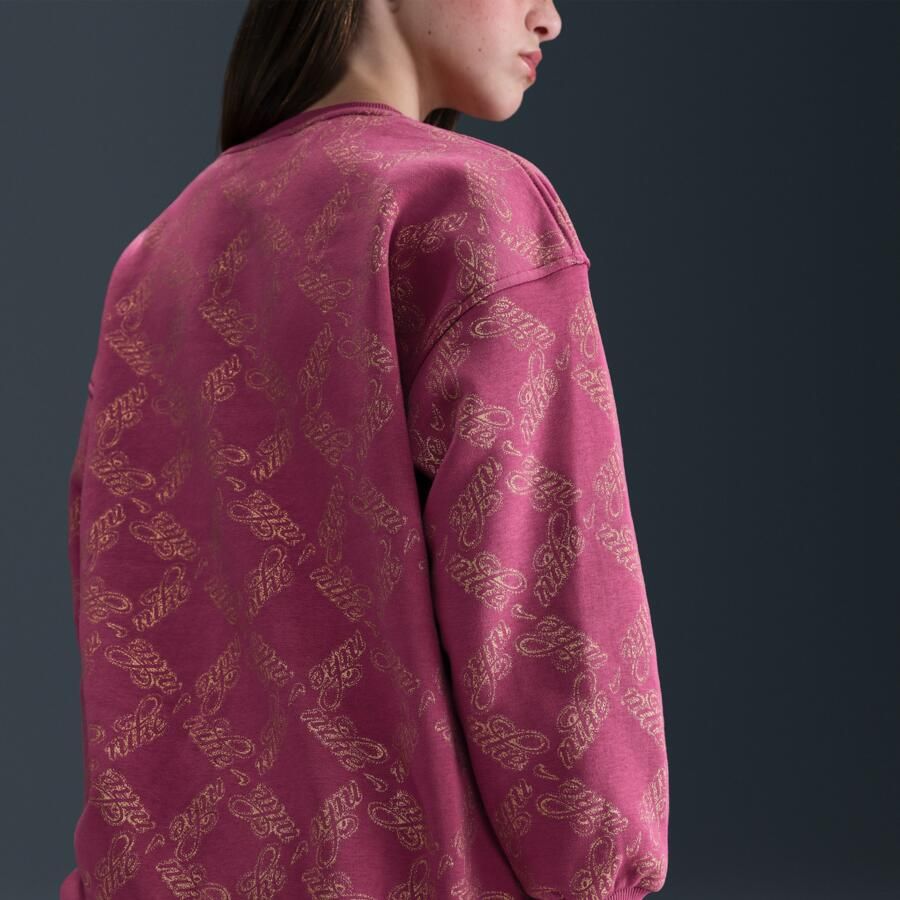 Nike Club Fleece oversized sweatshirt met ronde hals voor meisjes Paars