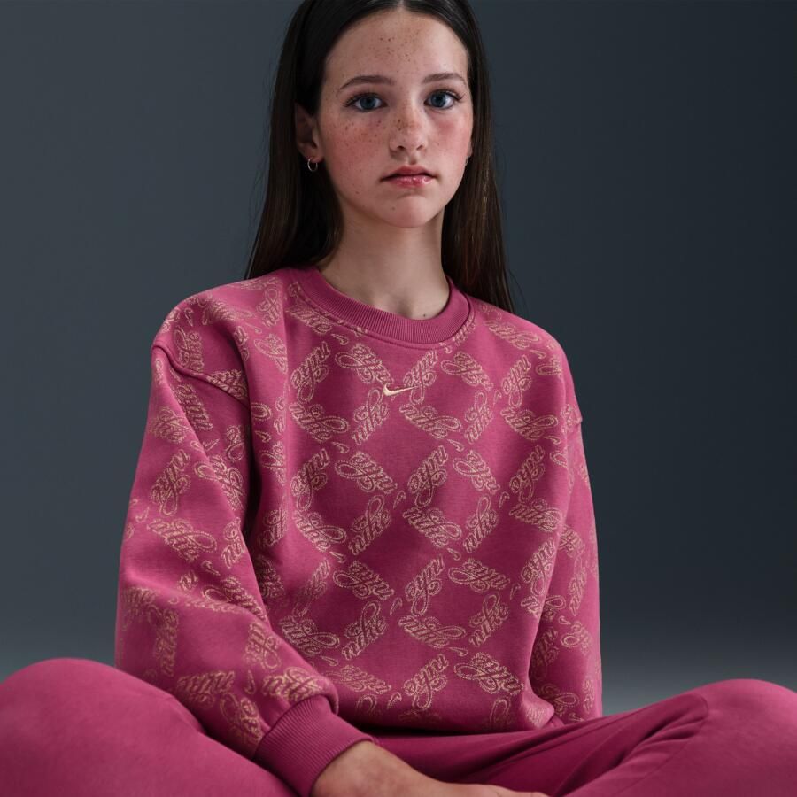 Nike Club Fleece oversized sweatshirt met ronde hals voor meisjes Paars - Foto 2