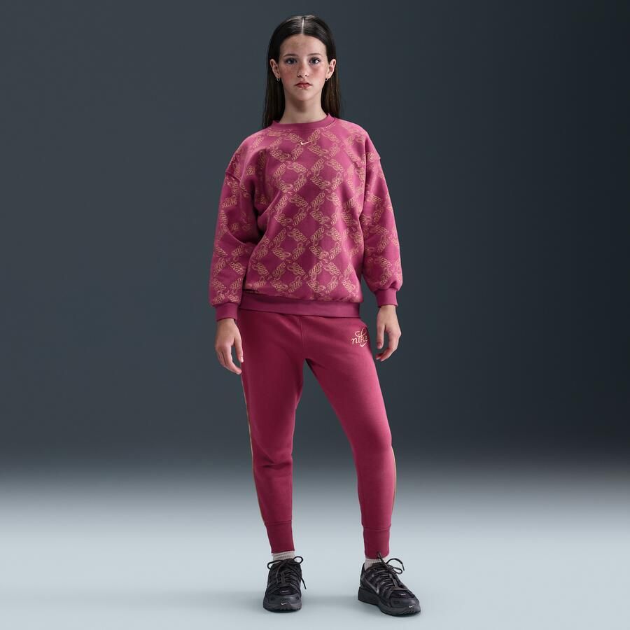 Nike Club Fleece oversized sweatshirt met ronde hals voor meisjes Paars - Foto 3