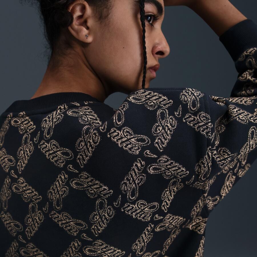 Nike Club Fleece oversized sweatshirt met ronde hals voor meisjes Zwart