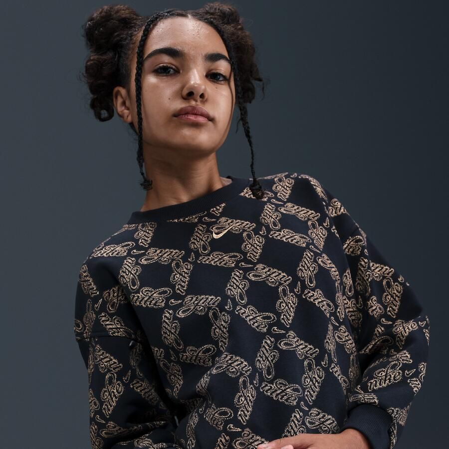 Nike Club Fleece oversized sweatshirt met ronde hals voor meisjes Zwart - Foto 2