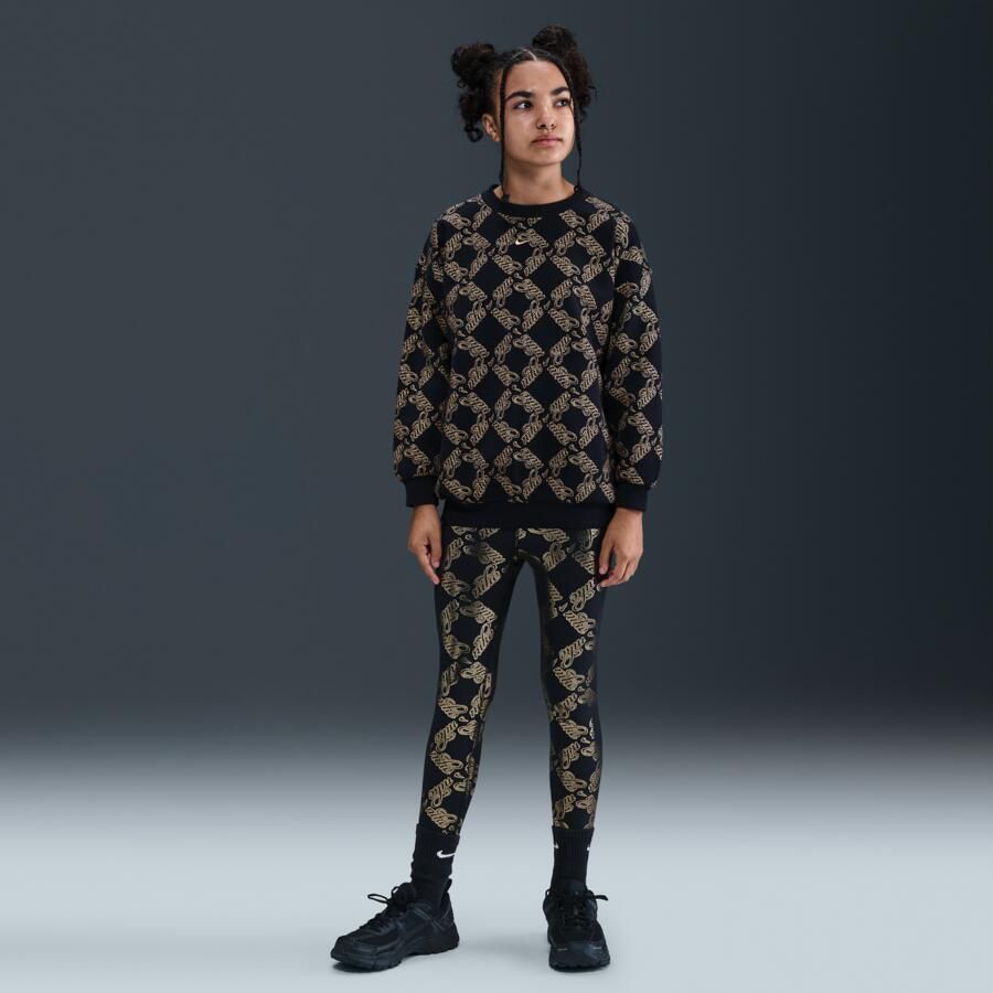 Nike Club Fleece oversized sweatshirt met ronde hals voor meisjes Zwart - Foto 3