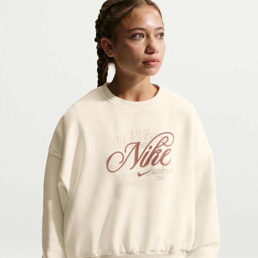 Nike Club Fleece recht sweatshirt met ronde hals voor meisjes Bruin - Foto 4