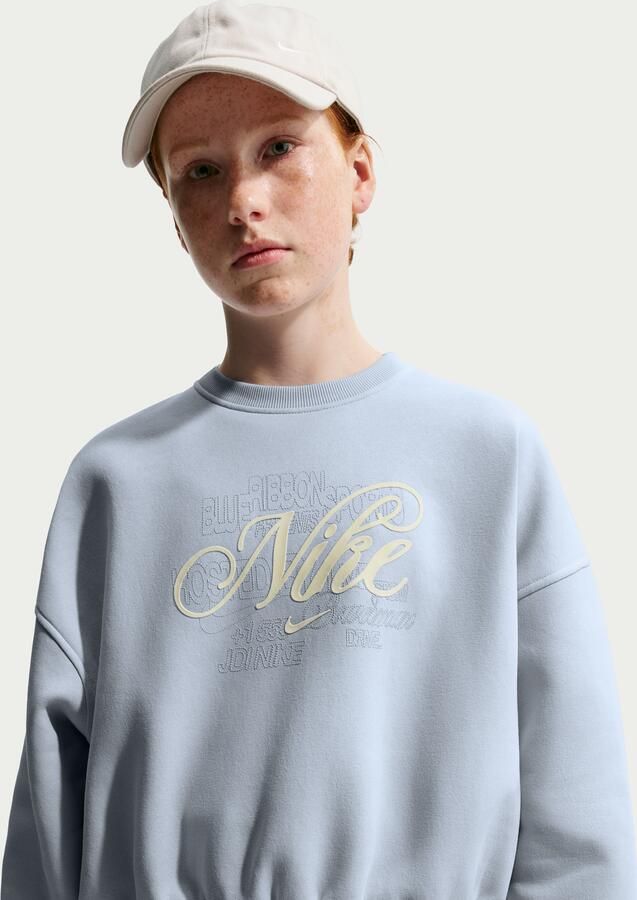 Nike Club Fleece recht sweatshirt met ronde hals voor meisjes Grijs - Foto 4