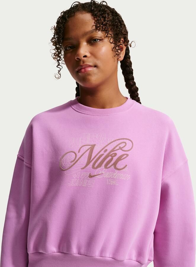Nike Club Fleece recht sweatshirt met ronde hals voor meisjes Paars - Foto 4