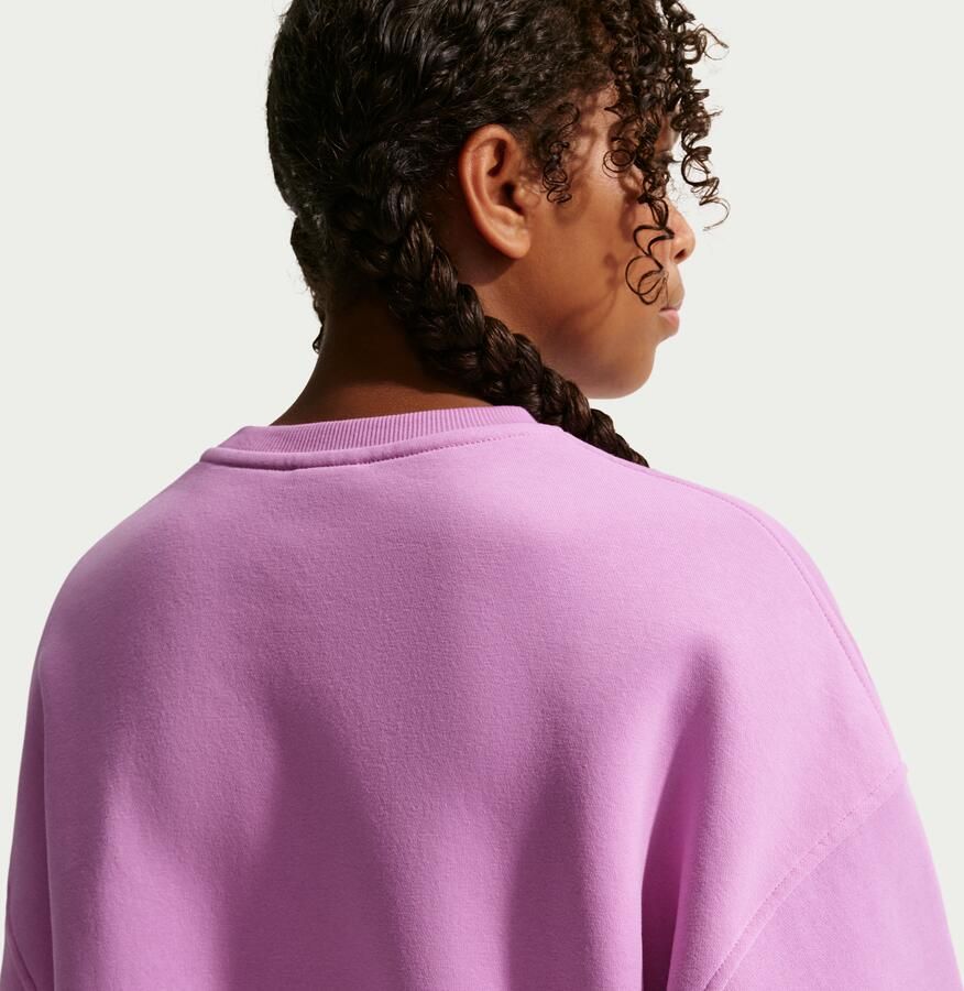 Nike Club Fleece recht sweatshirt met ronde hals voor meisjes Paars - Foto 3