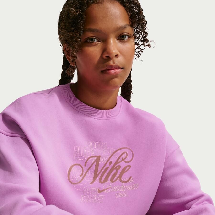 Nike Club Fleece recht sweatshirt met ronde hals voor meisjes Paars