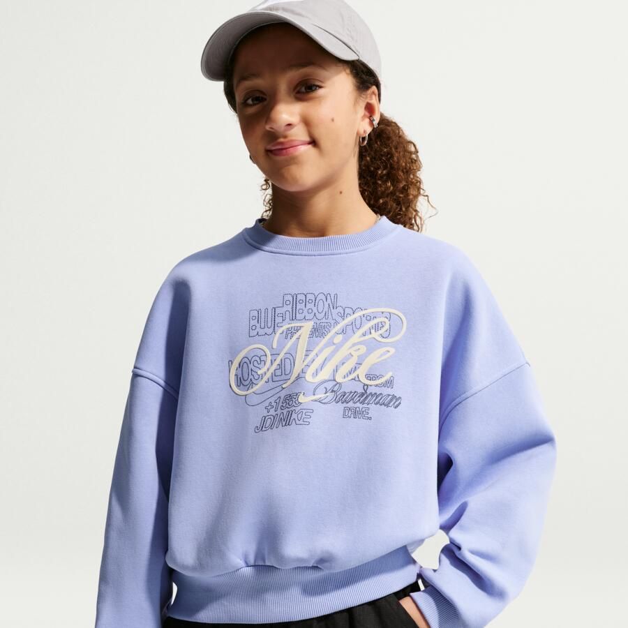Nike Club Fleece recht sweatshirt met ronde hals voor meisjes Paars