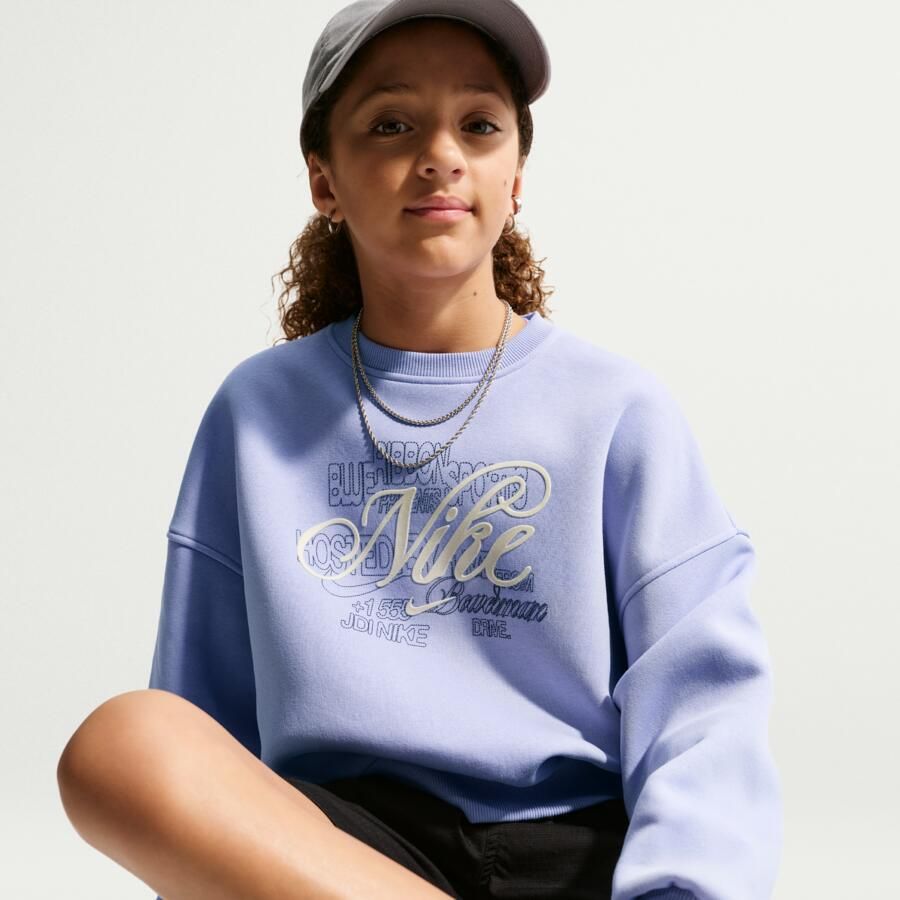 Nike Club Fleece recht sweatshirt met ronde hals voor meisjes Paars - Foto 3
