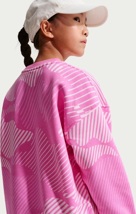 Nike Club Fleece recht sweatshirt met ronde hals voor meisjes Roze - Foto 3
