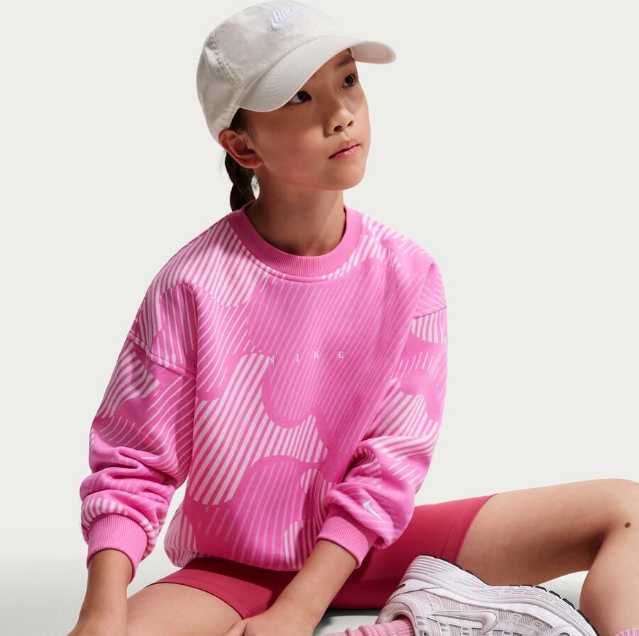 Nike Club Fleece recht sweatshirt met ronde hals voor meisjes Roze - Foto 2