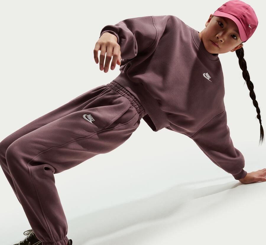 Nike Club Fleece ruimvallende kinderbroek Paars
