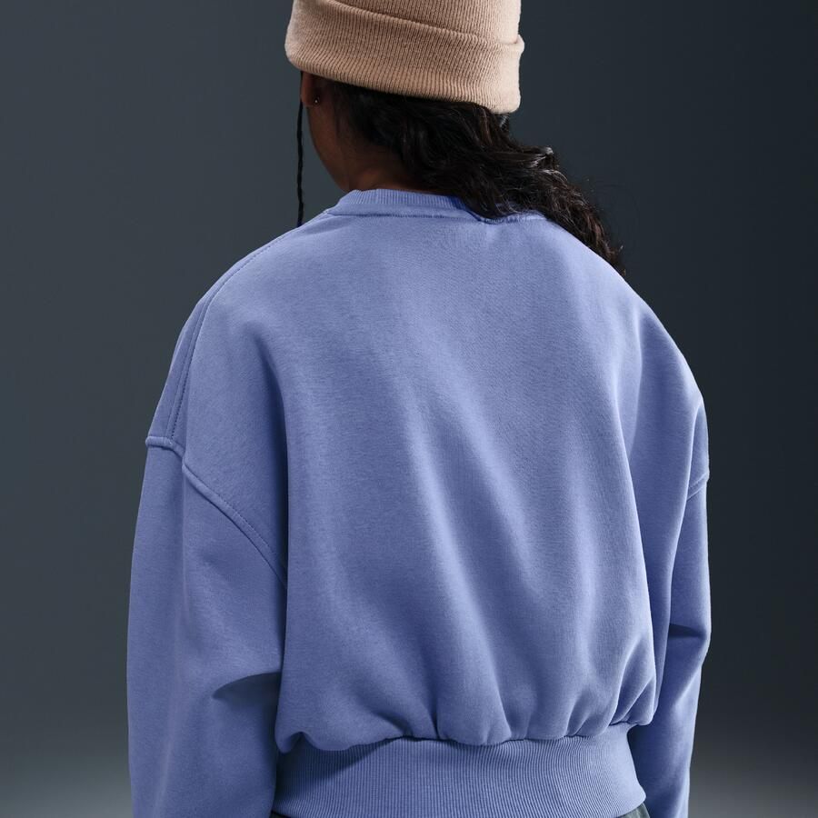 Nike Club Fleece sweatshirt met ronde hals en recht design voor meisjes Blauw