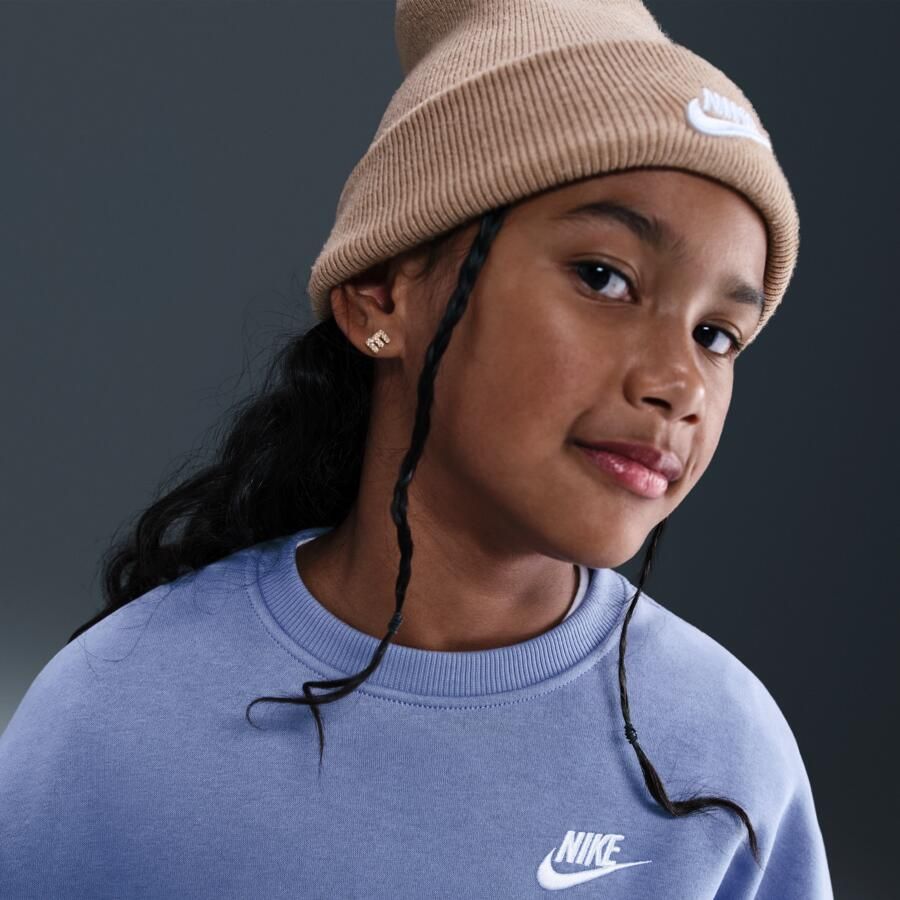 Nike Club Fleece sweatshirt met ronde hals en recht design voor meisjes Blauw - Foto 2
