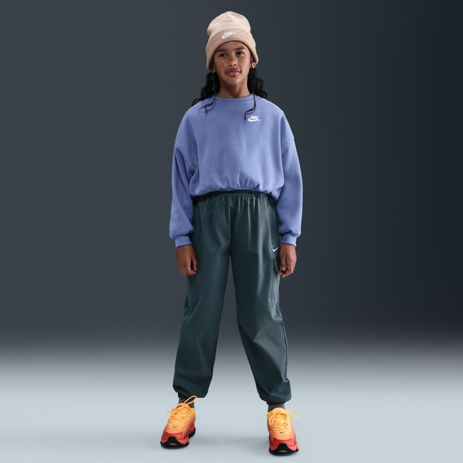 Nike Club Fleece sweatshirt met ronde hals en recht design voor meisjes Blauw - Foto 3