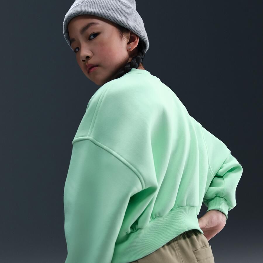 Nike Club Fleece sweatshirt met ronde hals en recht design voor meisjes Groen