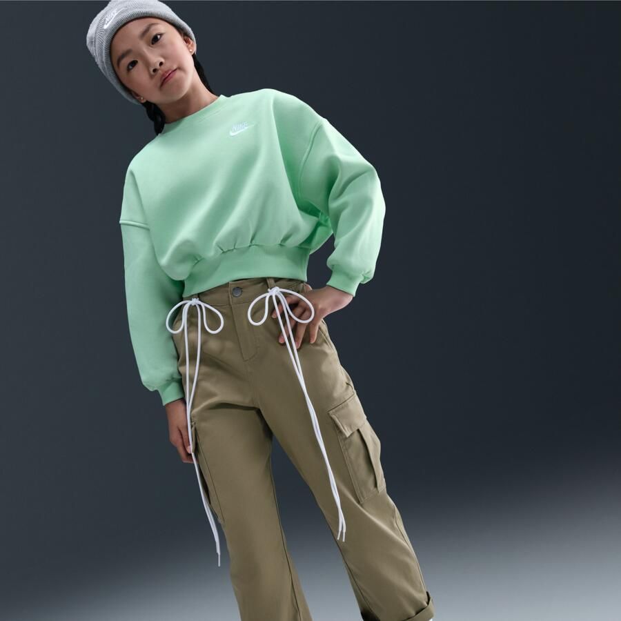 Nike Club Fleece sweatshirt met ronde hals en recht design voor meisjes Groen - Foto 2