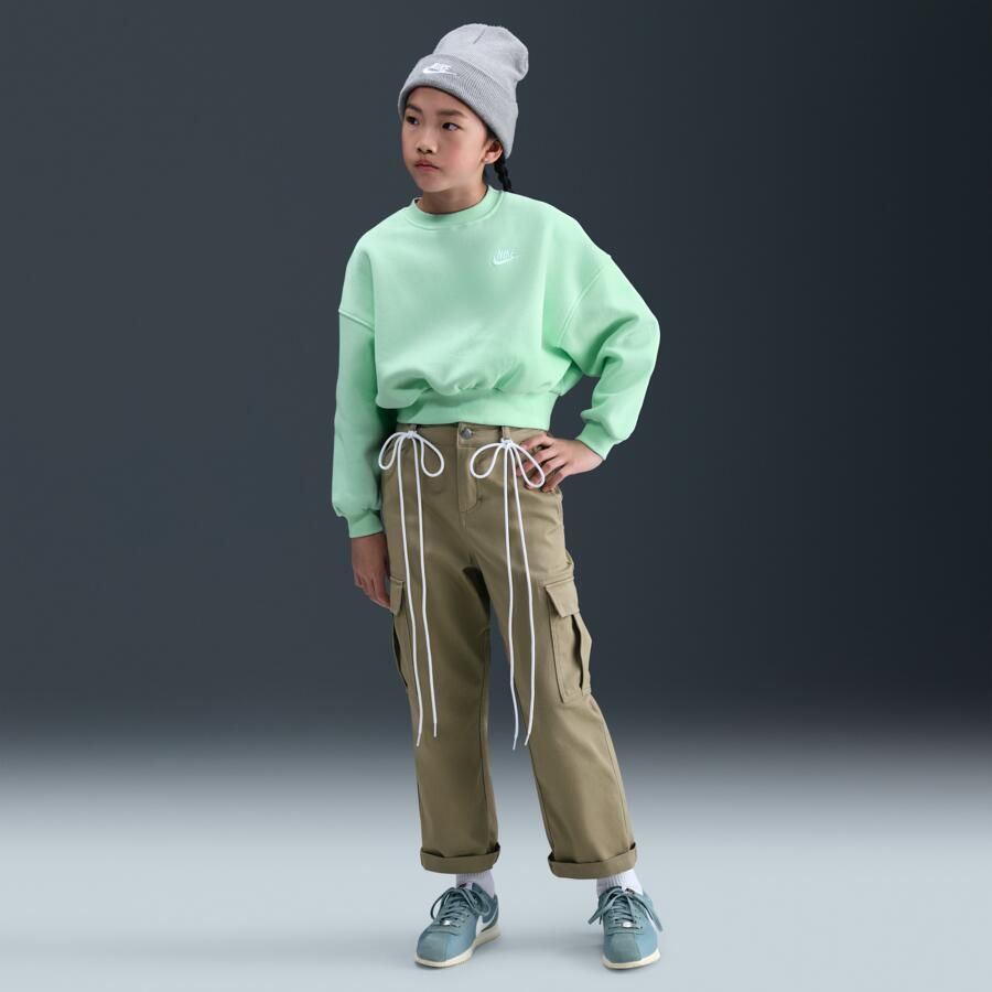 Nike Club Fleece sweatshirt met ronde hals en recht design voor meisjes Groen - Foto 3