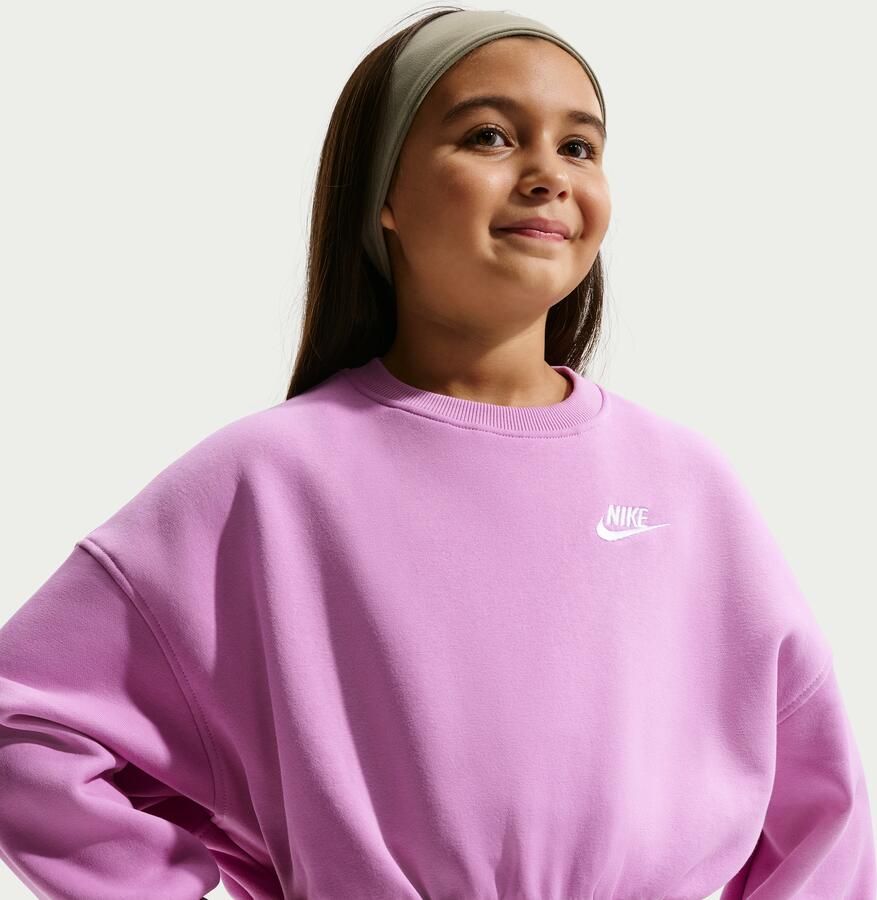 Nike Club Fleece sweatshirt met ronde hals en recht design voor meisjes Paars - Foto 4