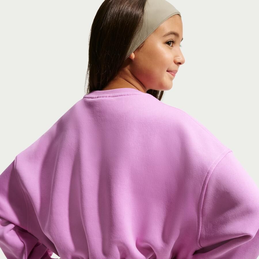 Nike Club Fleece sweatshirt met ronde hals en recht design voor meisjes Paars
