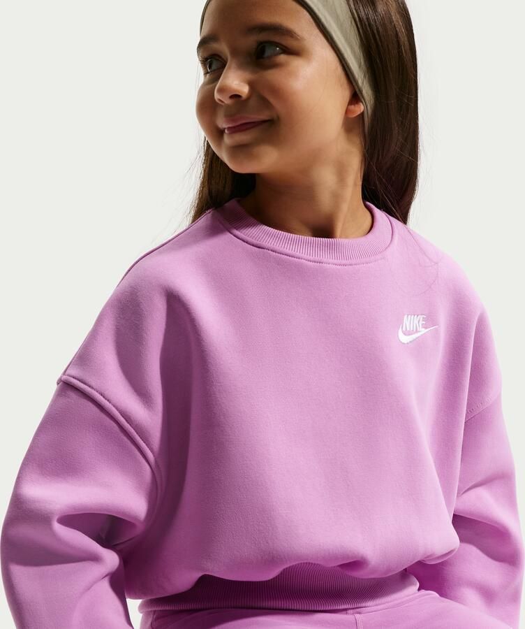 Nike Club Fleece sweatshirt met ronde hals en recht design voor meisjes Paars - Foto 3