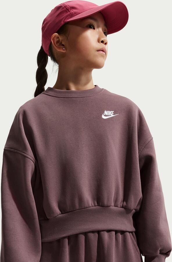 Nike Club Fleece sweatshirt met ronde hals en recht design voor meisjes Paars - Foto 4