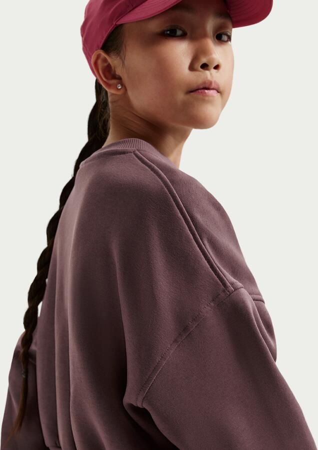 Nike Club Fleece sweatshirt met ronde hals en recht design voor meisjes Paars - Foto 3