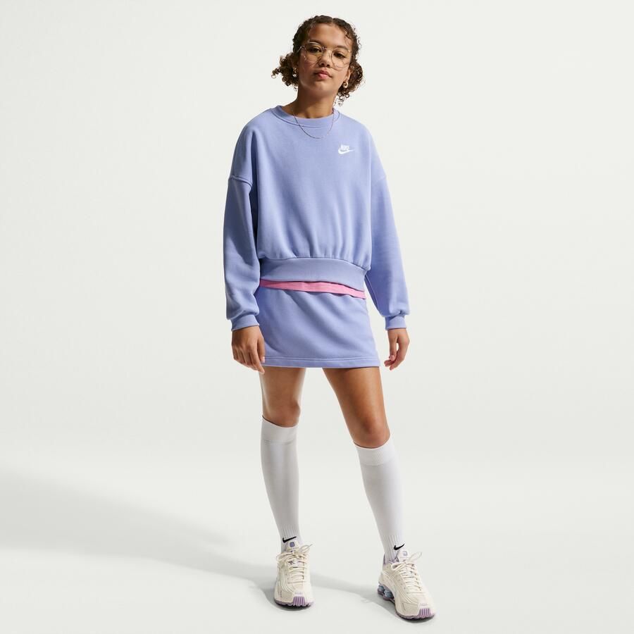 Nike Club Fleece sweatshirt met ronde hals en recht design voor meisjes Paars - Foto 2