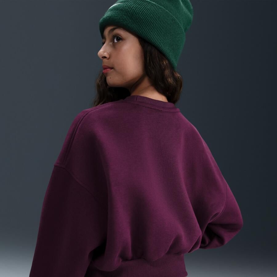 Nike Club Fleece sweatshirt met ronde hals en recht design voor meisjes Rood