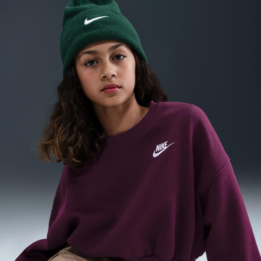 Nike Club Fleece sweatshirt met ronde hals en recht design voor meisjes Rood - Foto 2