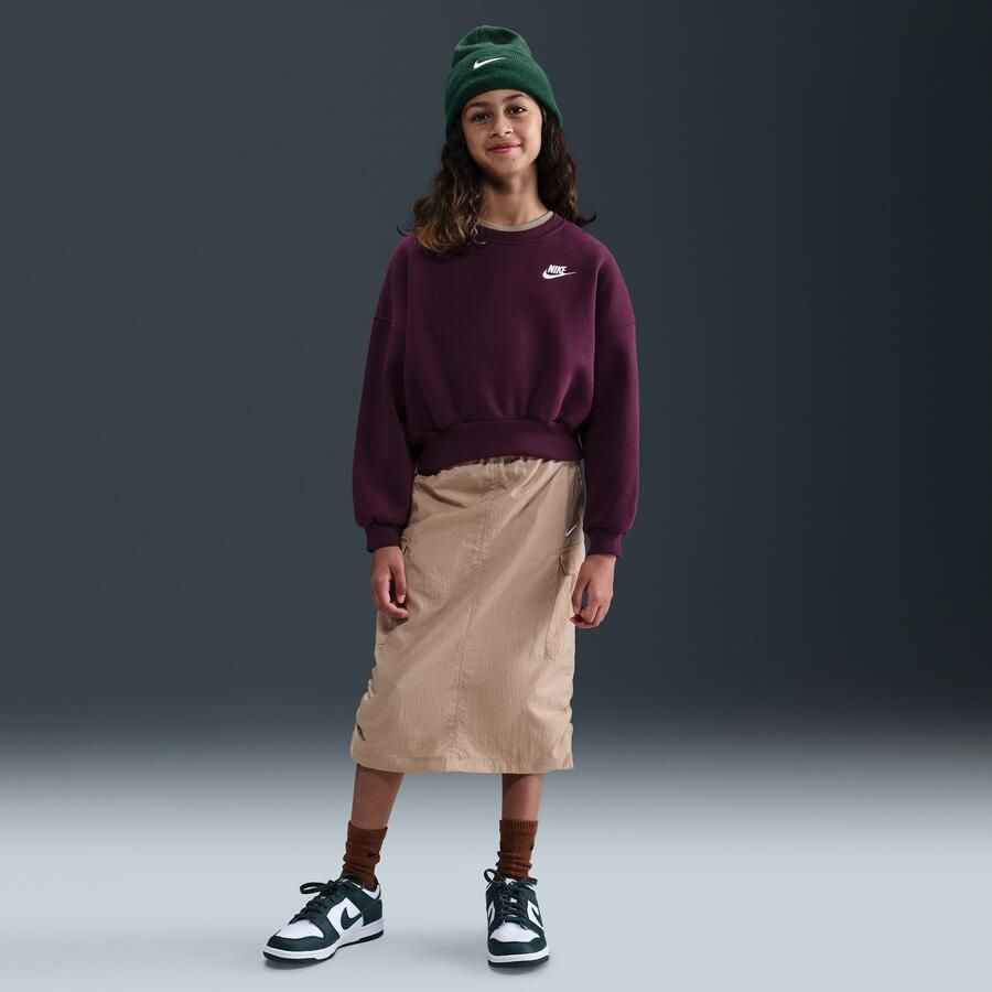 Nike Club Fleece sweatshirt met ronde hals en recht design voor meisjes Rood - Foto 3