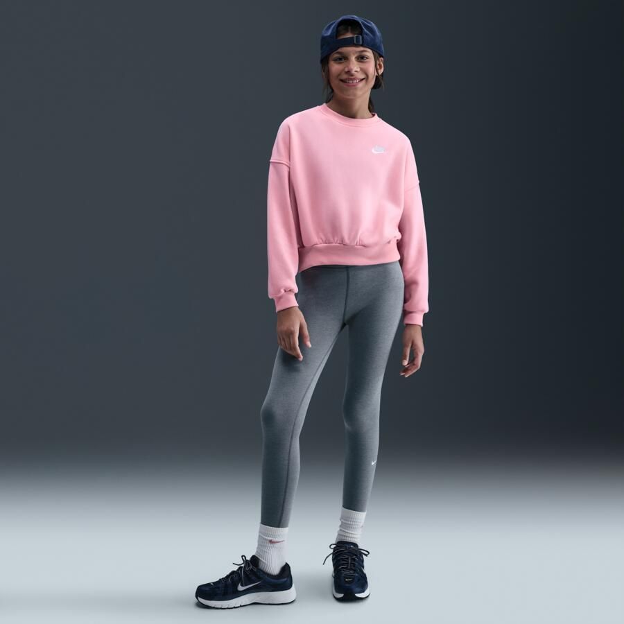 Nike Club Fleece sweatshirt met ronde hals en recht design voor meisjes Roze - Foto 3