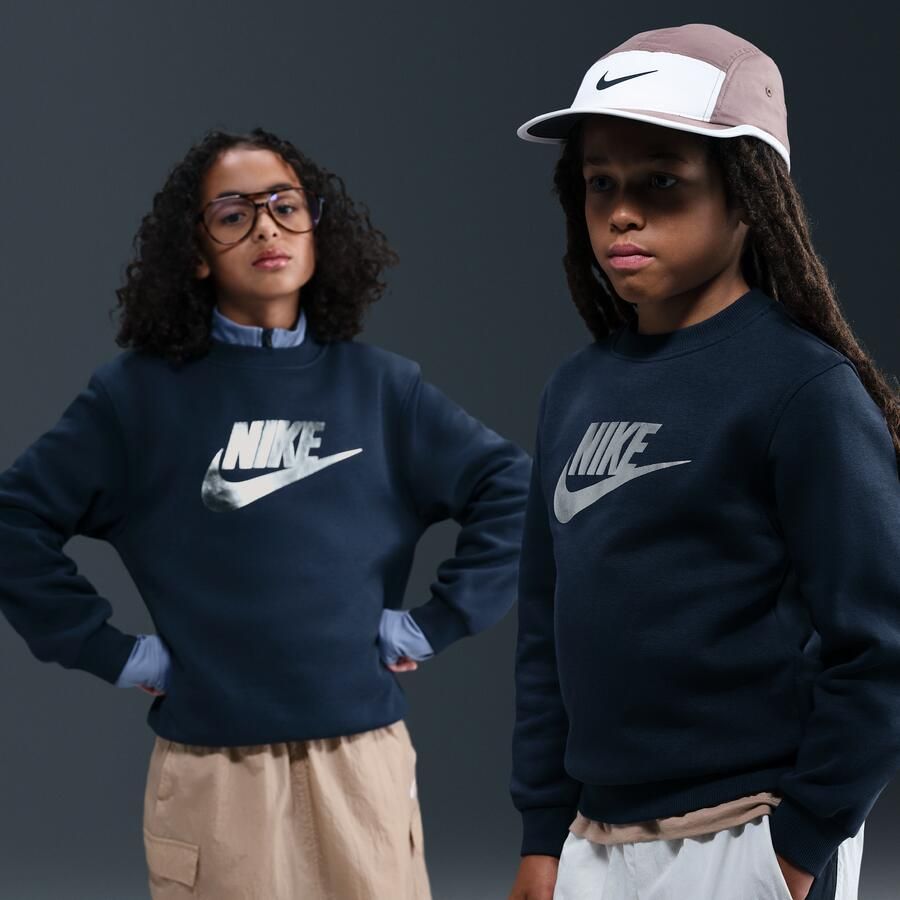Nike Club Fleece sweatshirt met ronde hals voor kids Blauw - Foto 4