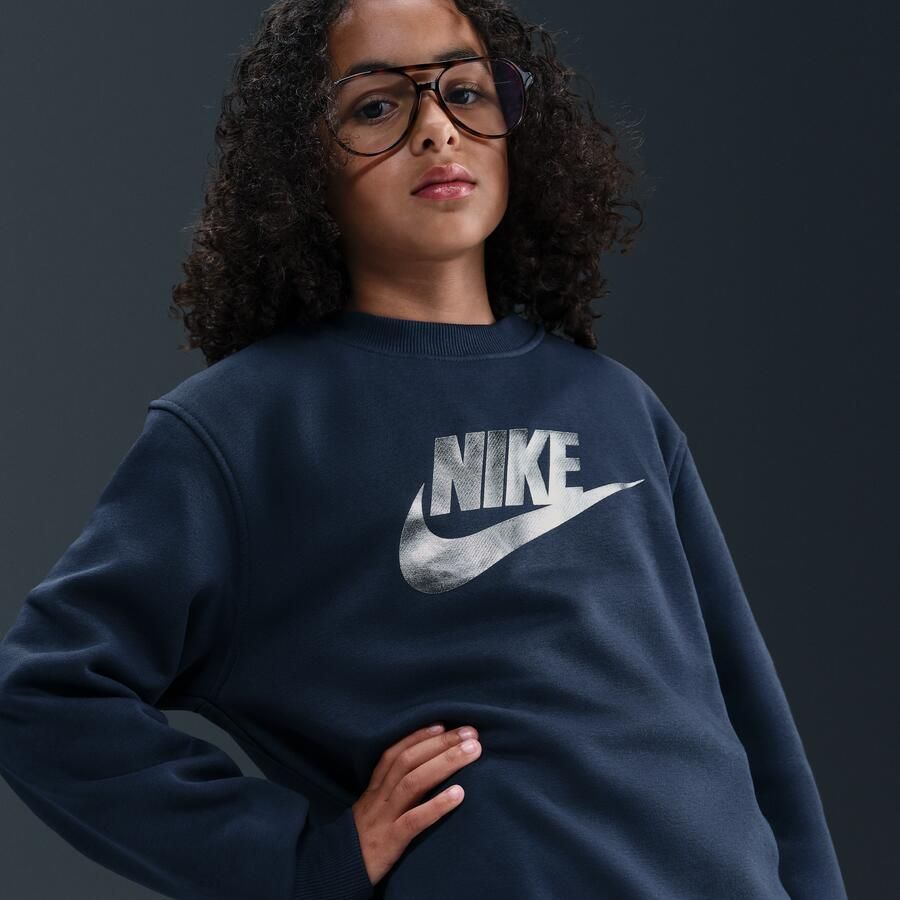 Nike Club Fleece sweatshirt met ronde hals voor kids Blauw