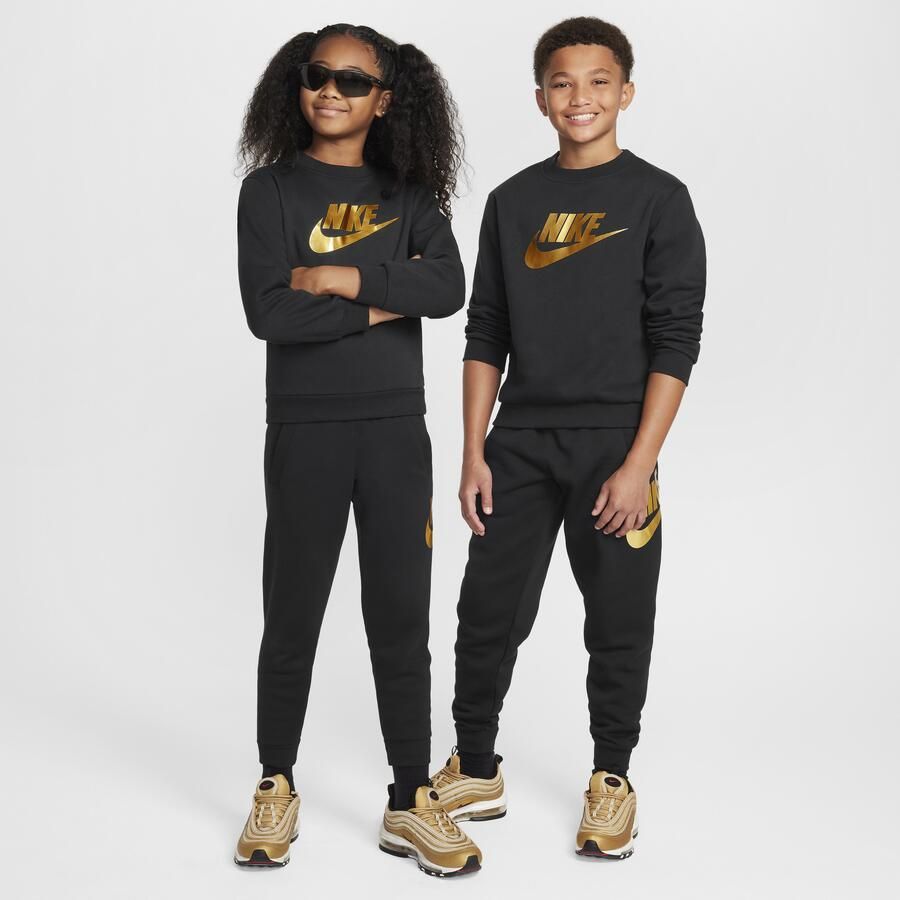 Nike Club Fleece sweatshirt met ronde hals voor kids Zwart - Foto 2