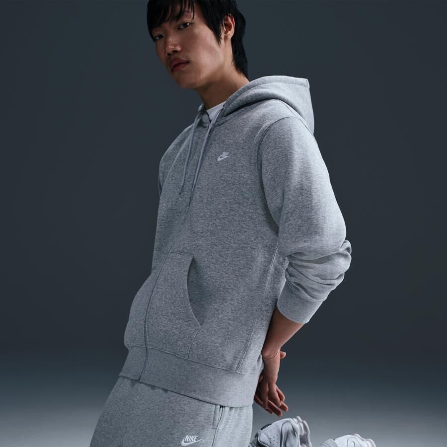 Nike Club fleecehoodie met rits voor heren Grijs - Foto 2