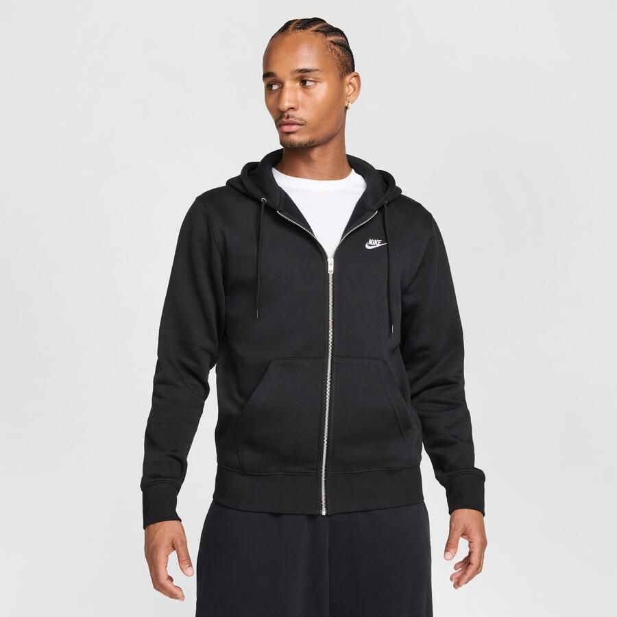 Nike Club fleecehoodie met rits voor heren Zwart - Foto 4