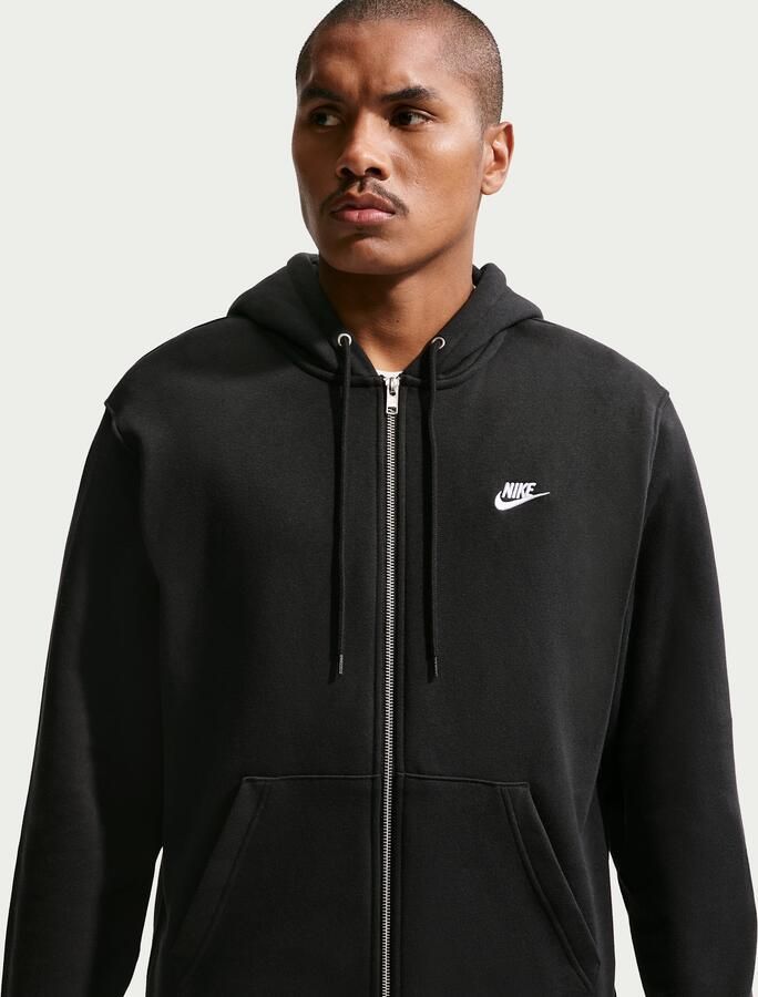 Nike Club fleecehoodie met rits voor heren Zwart - Foto 2