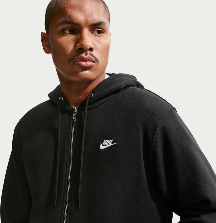 Nike Club fleecehoodie met rits voor heren Zwart - Foto 8