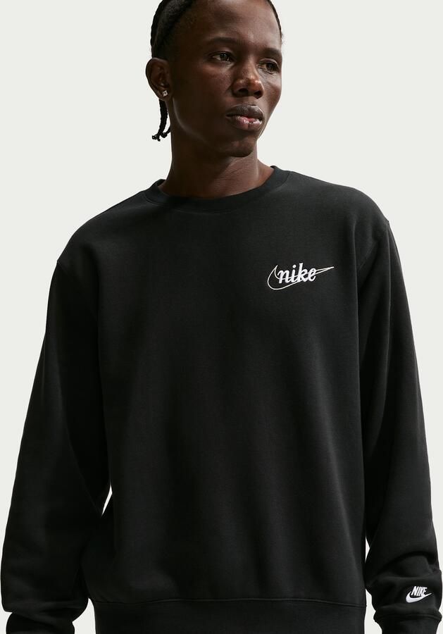 Nike Club fleeceshirt met ronde hals voor heren Zwart