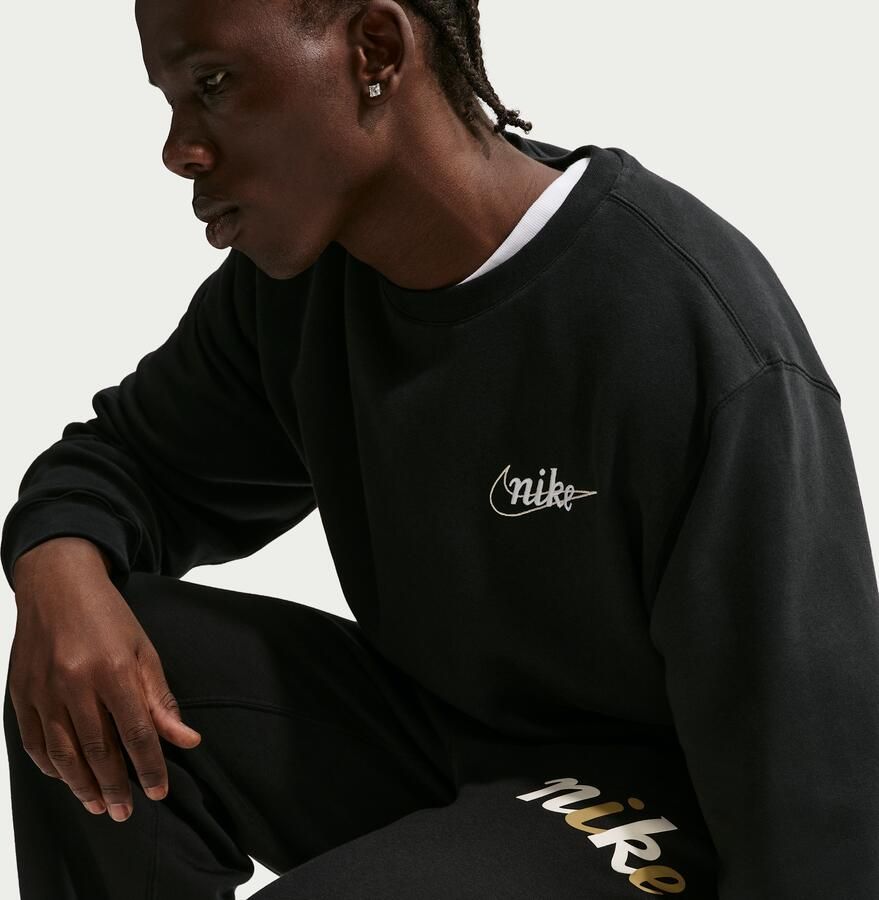 Nike Club fleeceshirt met ronde hals voor heren Zwart - Foto 4