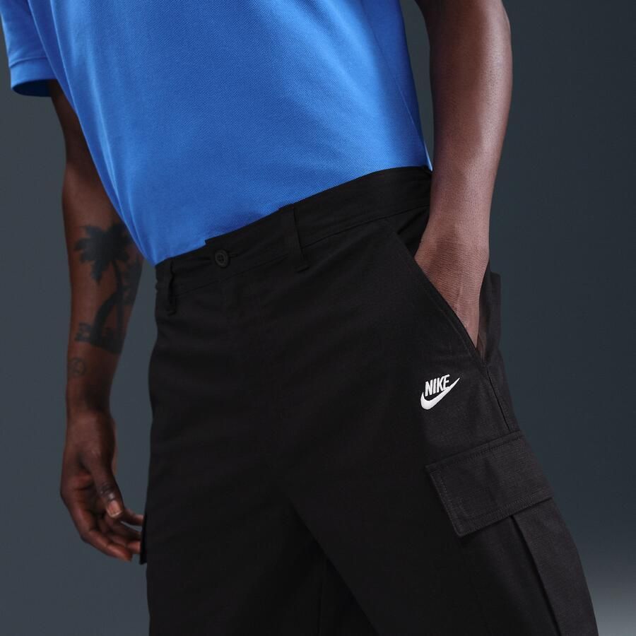 Nike Club geweven cargoshorts voor heren Zwart