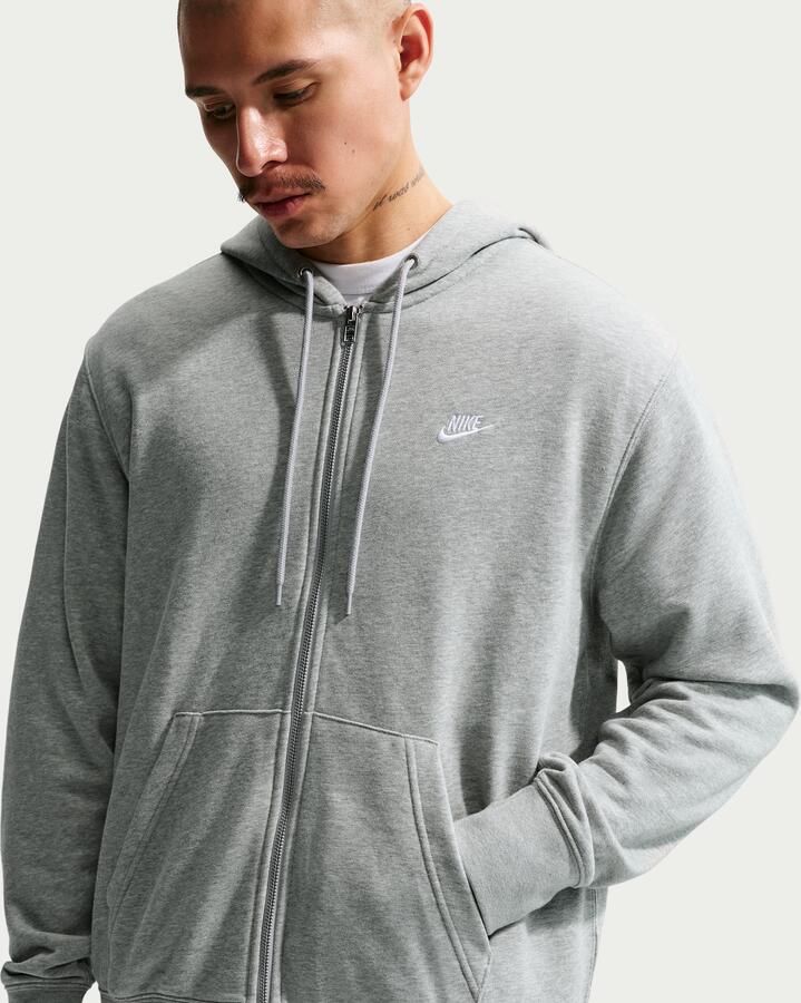 Nike Club hoodie van sweatstof met rits voor heren Grijs