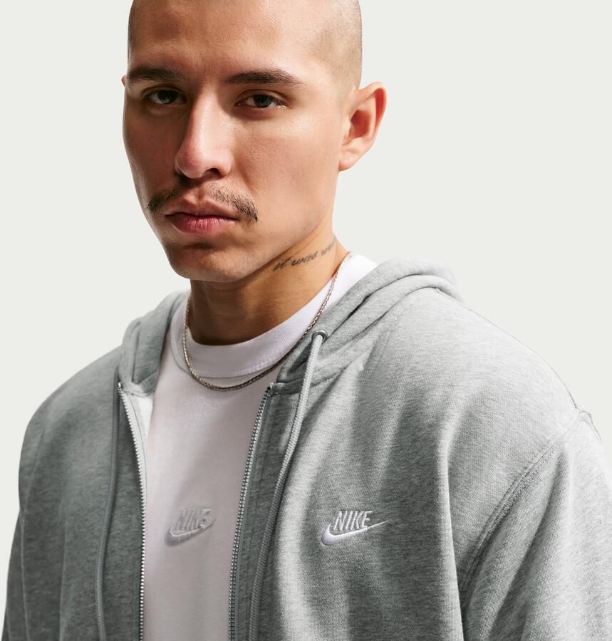 Nike Club hoodie van sweatstof met rits voor heren Grijs - Foto 7
